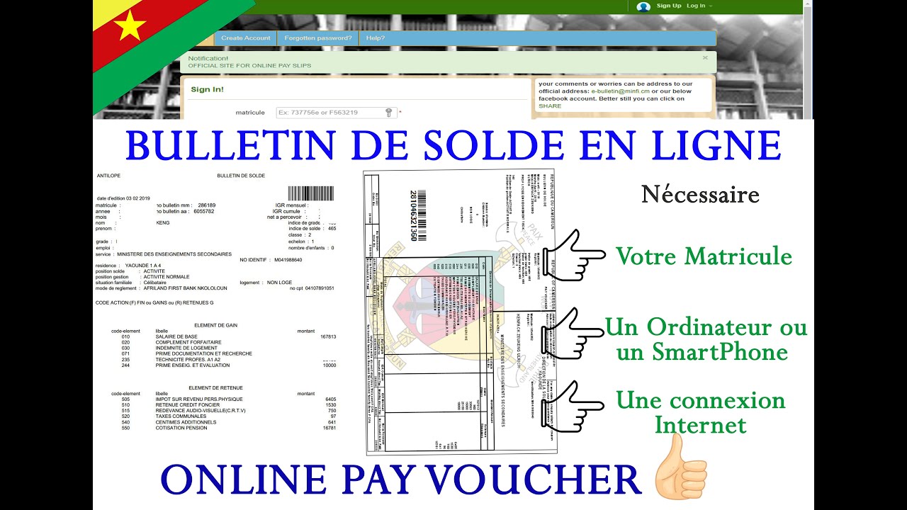 Comment obtenir un bulletin de salaire gratuit en ligne au Cameroun 1 bulletin de salaire gratuit en ligne cameroun