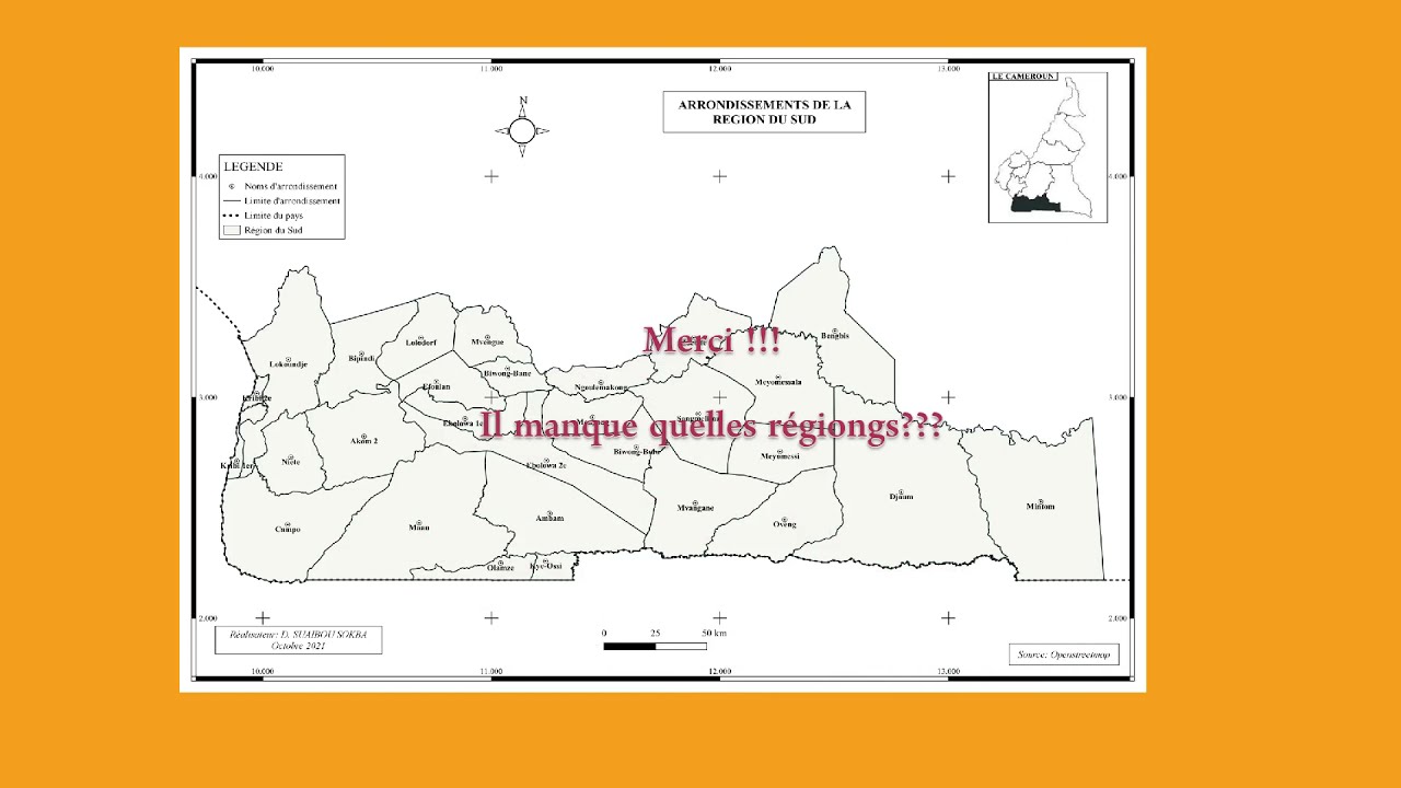 carte de l ouest cameroun