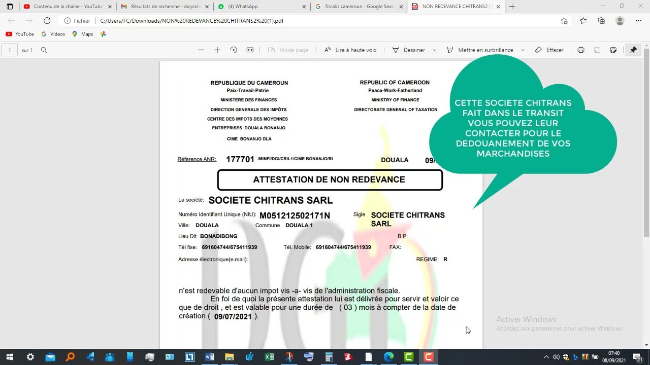 certificat de non exclusion des marches publics cameroun