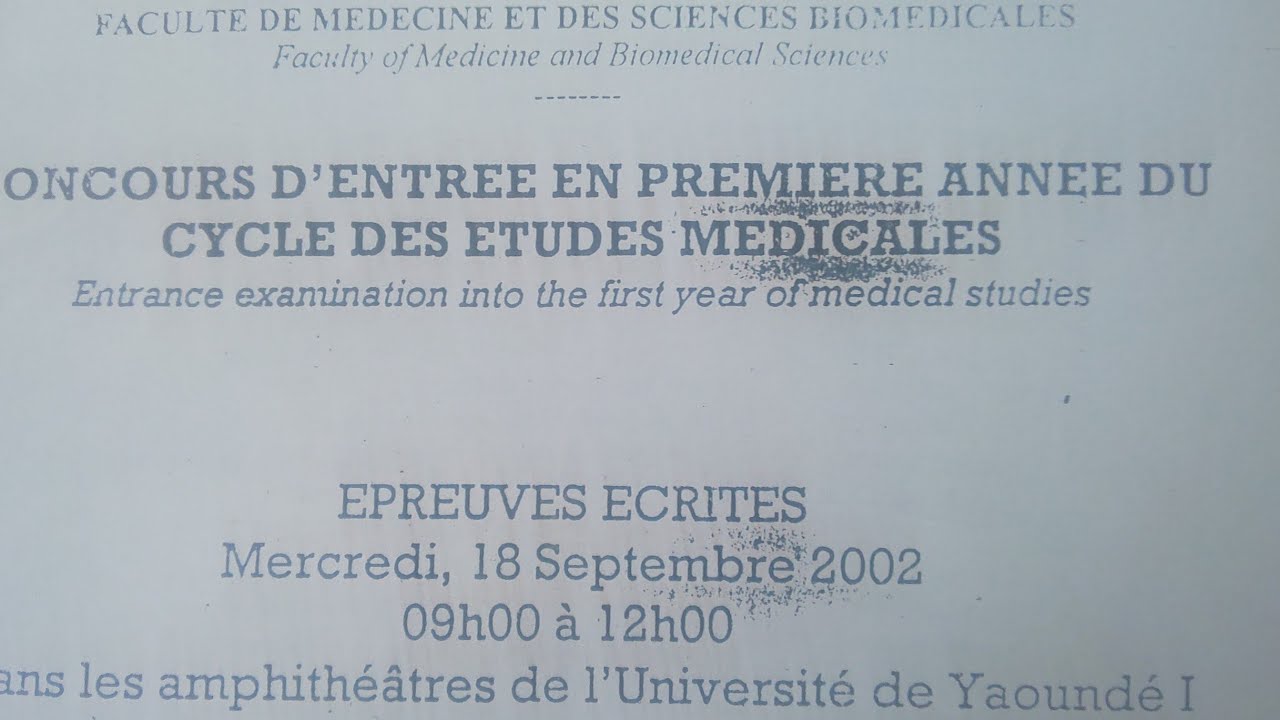 Préparation aux épreuves des concours de la faculté de médecine au Cameroun : Guide PDF 1 epreuves concours faculte de medecine cameroun pdf