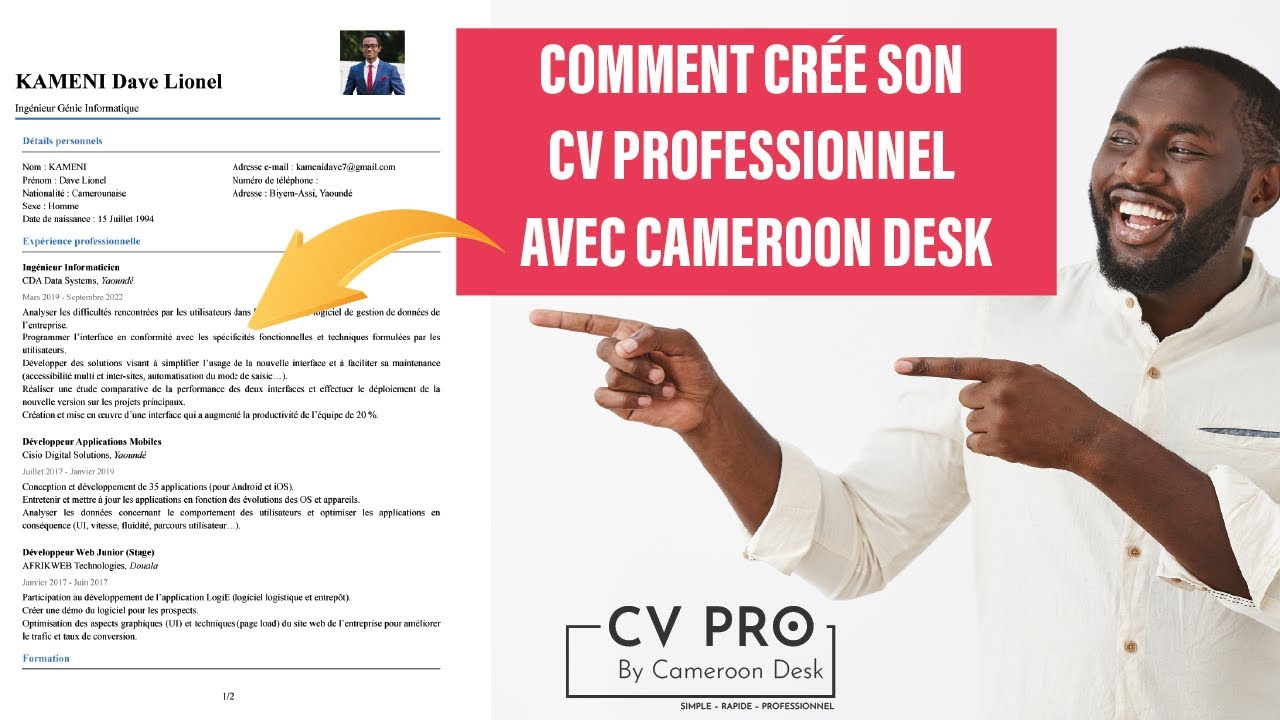 Modèle de CV au Cameroun : Exemples et Conseils 1 exemple de cv camerounais